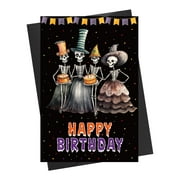 WaaHome Halloween Birthday Card Skeleton Happy Birthday Halloween Cards Gift for Women Men Funny Halloween Birthday Cards and Envelope Spooky Halloween Baby Shower Party Halloween Birthday Card Gifts